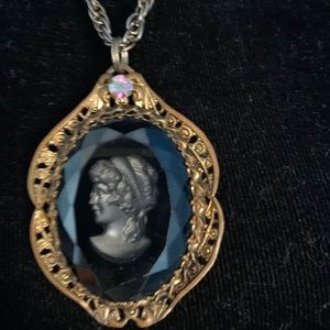 Vintage Black Cameo Necklace